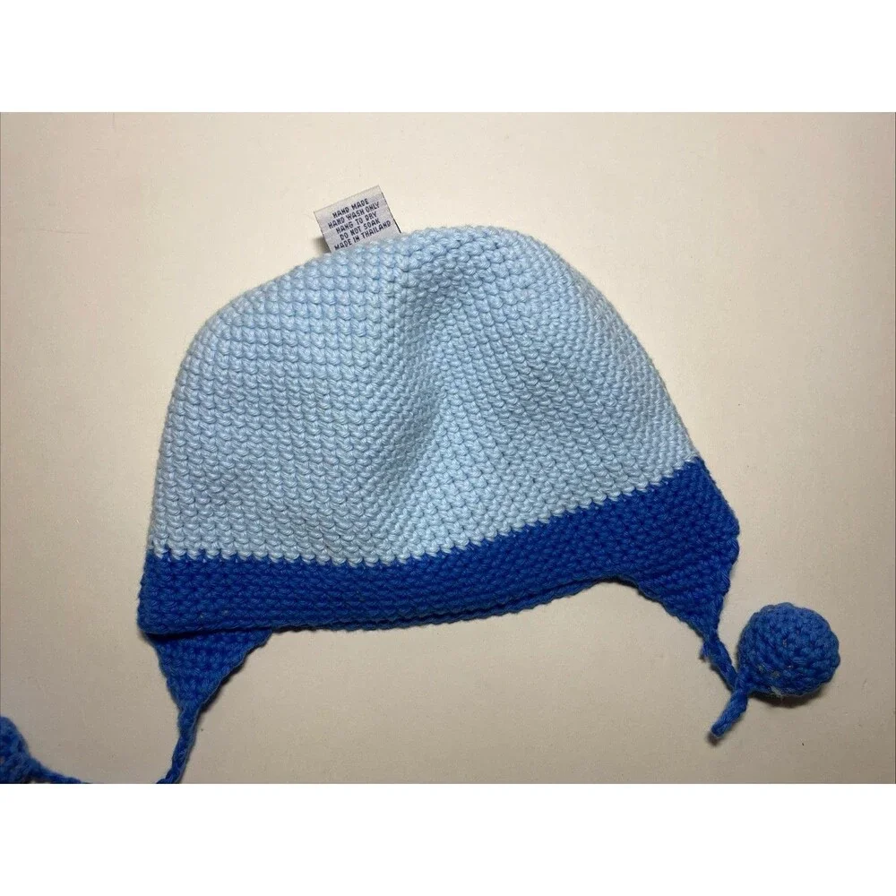 Hand & Heart Angry Birds Blue Bird Crochet Beanie Hat 100% Cotton Earflap‎ Cute
